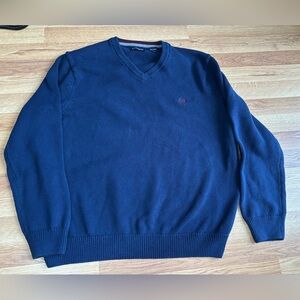 Chaps V-neck Navy Blue Mens 100% Cotton Sweater Size XXL
